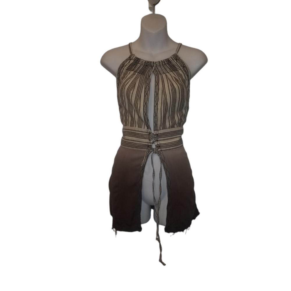 Gimmicks Peekaboo Halter Top SZ  Large Boho Brown